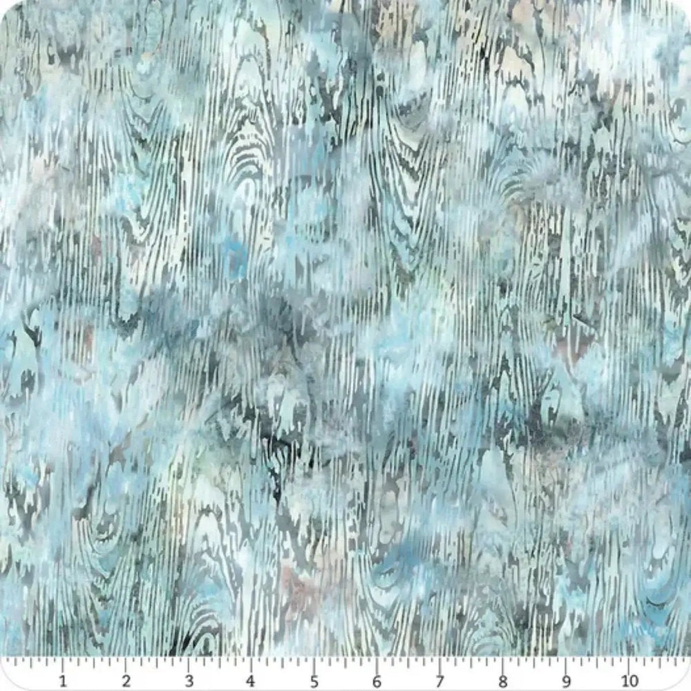 Woodland Batiks Wood Texture Big Sur blue batik quilting fabric by McKenna Ryan for Hoffman Fabrics