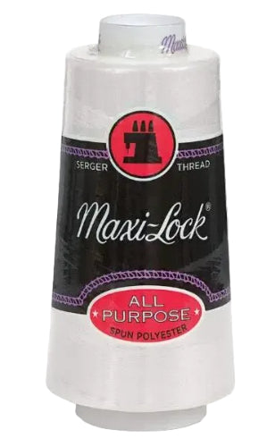 A spool of Maxi-Lock All Purpose Serger Thread in white, 3000yds - 32001