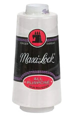 A spool of Maxi-Lock All Purpose Serger Thread in white, 3000yds - 32001