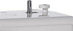 Janome MyStyle 100 sewing machine top view with spool pin and presser foot.