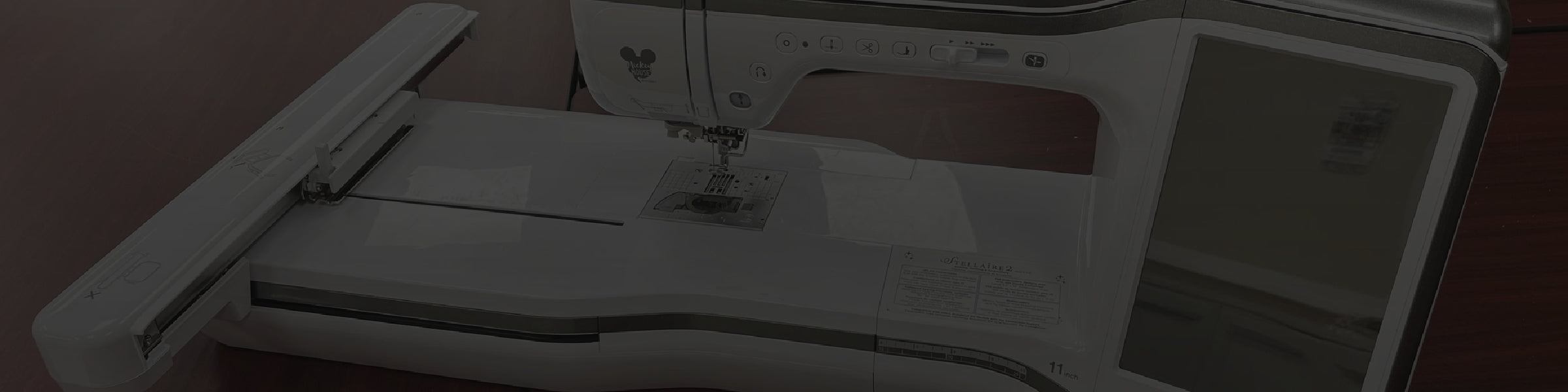 Sewing machine on a wooden surface