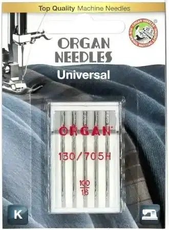 Organ Universal Needles, 5-pack in clear plastic case, size 130/705H.