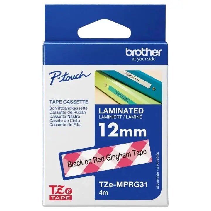 P-Touch Embellish Blk/Red Pattern Tape 1/2" (TZE-MPRG31) - Sewingmachinesplus.com