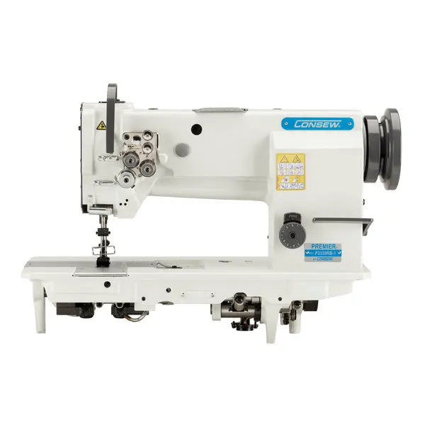 Sewing machine Consew Premier 2339RB with assembled table and servo motor, white.