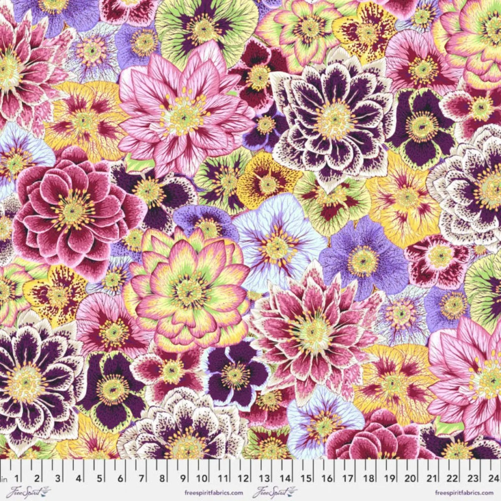 Free Spirit Hellebores Natural floral quilting fabric by Philip Jacobs for Kaffe Fassett Collective