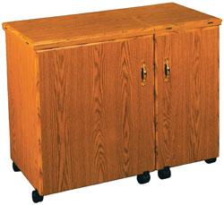 Perfexion PXD680 4 - drawer Oak Cadenza With Pneumatic Sewing Machine Lift & Storage Bins - Sewingmachinesplus.com