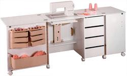 Perfexion PXD681 4 - drawer White Cadenza w/ Pneumatic Lift & Storage - Sewingmachinesplus.com