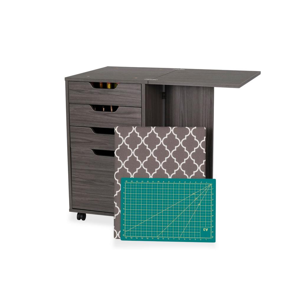 Kangaroo Sewing Furniture Bandicoot 2 Cabinet Studio Set with Kiwi Storage Cabinet and Arrow Hydraulic Chair - Grey B8207 - Sewingmachinesplus.com