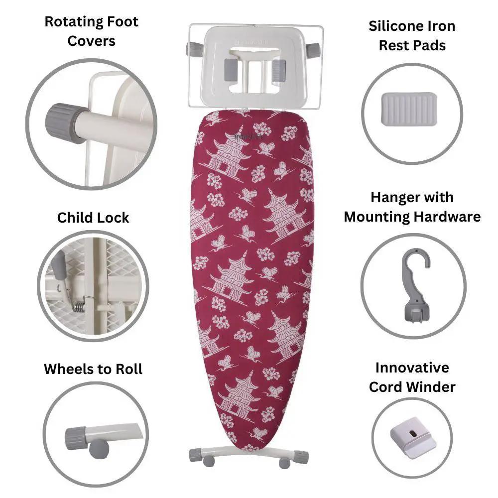 ironMATIK Space Surfer Premium Ironing Board in Pagoda Magenta - Sewingmachinesplus.com