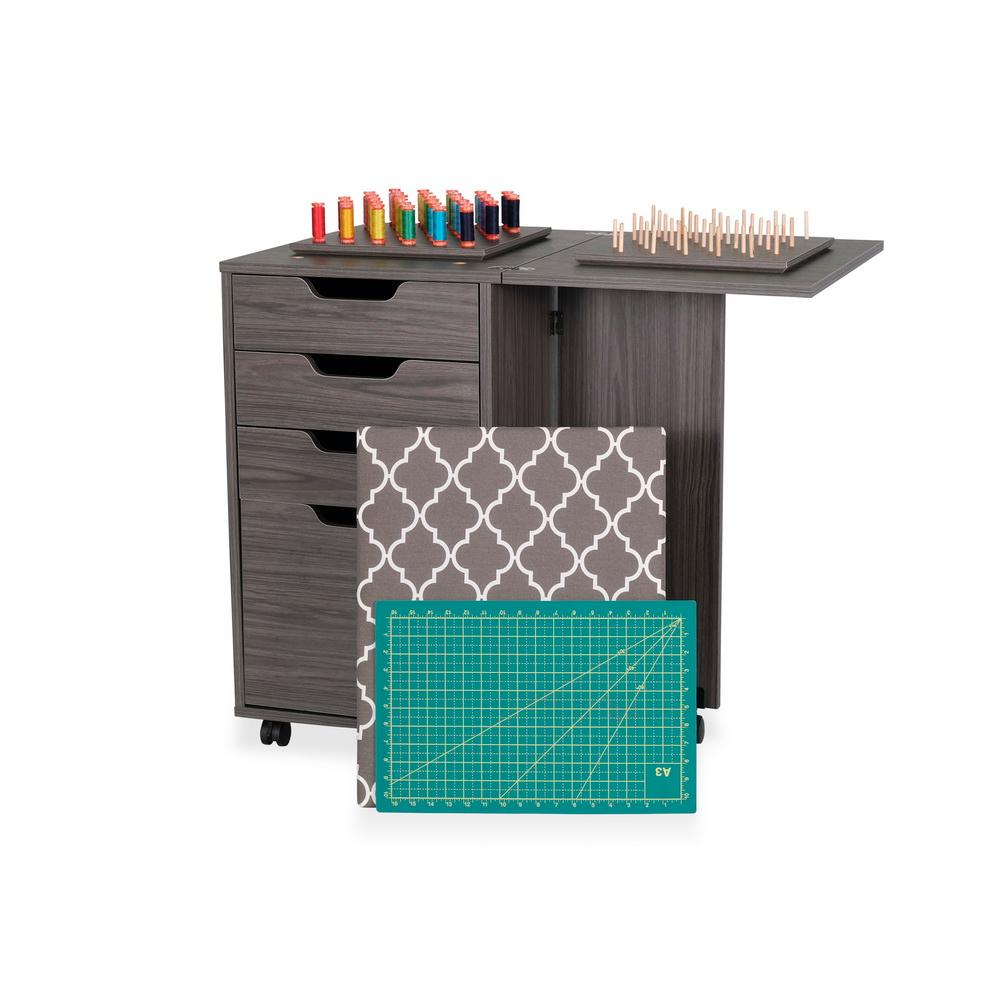 Kangaroo Sewing Furniture Bandicoot 2 Cabinet Studio Set with Kiwi Storage Cabinet and Arrow Hydraulic Chair - Grey B8207 - Sewingmachinesplus.com