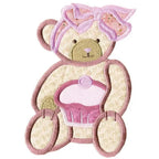 Anita Goodesign Baby Tea Party embroidery design: pink teddy bear with pastel trim and bonnet.
