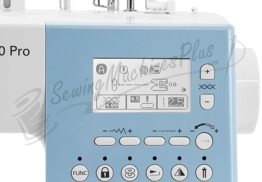 Sewing machine Pfaff Smarter C1100 Pro in light blue with LCD display and controls