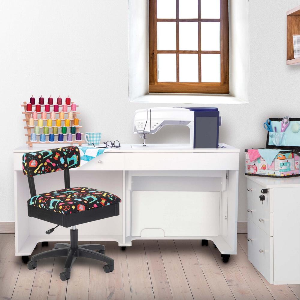 Arrow H7013B Sewing Notions Hydraulic Sewing Chair Underseat Storage