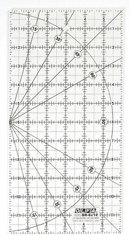 OLFA 6 Inch x 12 Inch Frosted Ruler OQR12