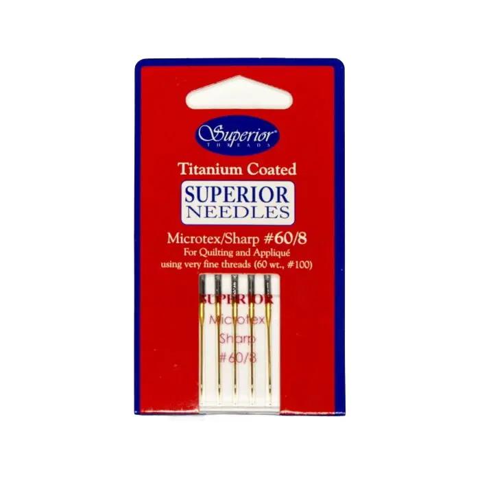 Superior Microtex Needle 5 Pack #60/8, titanium-coated sewing machine needles