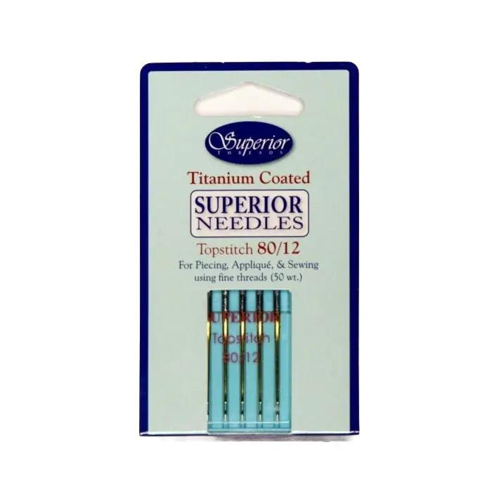 Topstitch needles 5-pack, titanium-coated, size 80/12, Superior