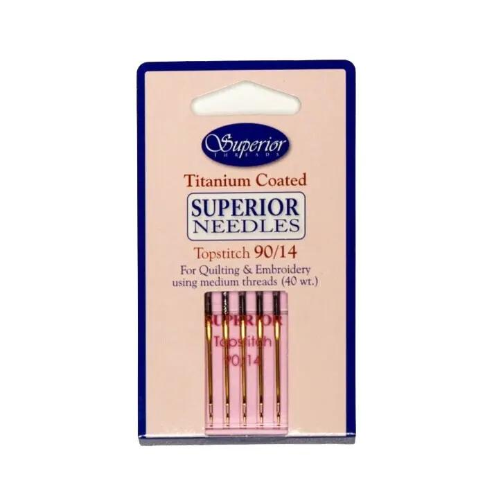 Superior Topstitch needles, titanium coated, 5-pack, size 90/14
