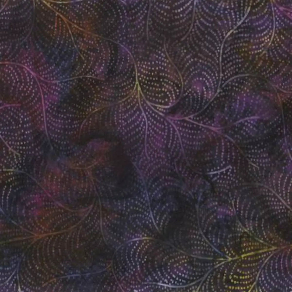 Dotty Vine Zinfandel Hoffman Bali batik quilting fabric with a dotted vine pattern in rich wine and burgundy tones.