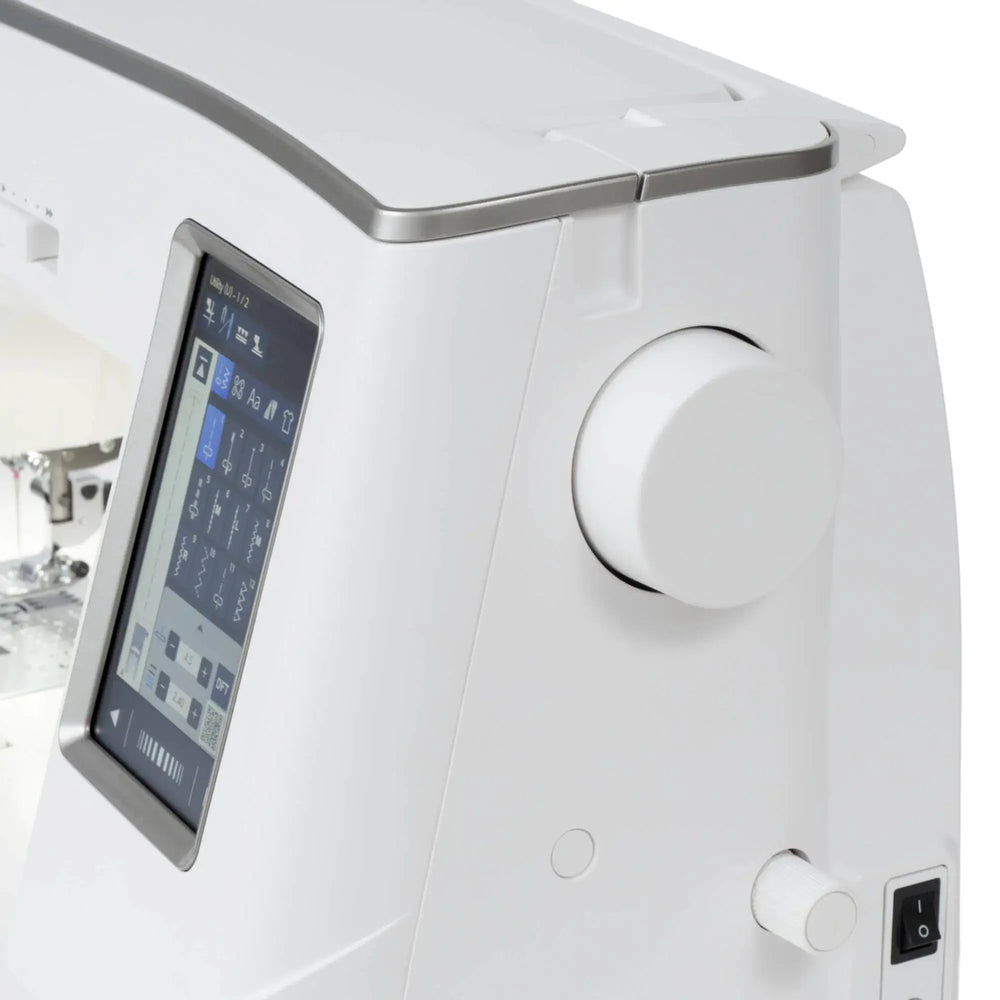 Janome Skyline 8 Sewing & Quilting Machine, white computerized model with touchscreen display.