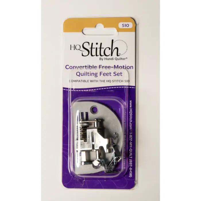 Handi Quilter HQ Stitch Convertible Free-Motion Quilting Feet Set with closed toe, open toe feet and darning plate