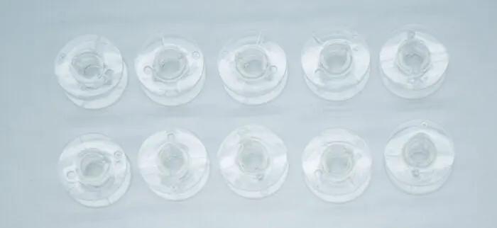 Plastic bobbins set of 10, clear; Handi Quilter HQ Stitch compatible