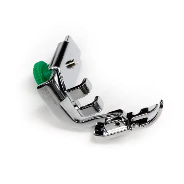 Handi Quilter adjustable zipper foot for HQ Stitch 210 & 310; chrome metal with green knob.