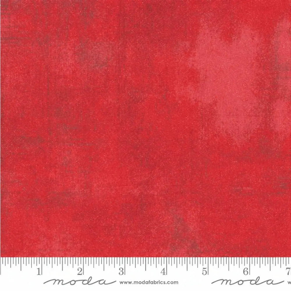 Moda Grunge Basics Cherry 30150 265 red cotton quilting fabric with a distressed tonal texture.