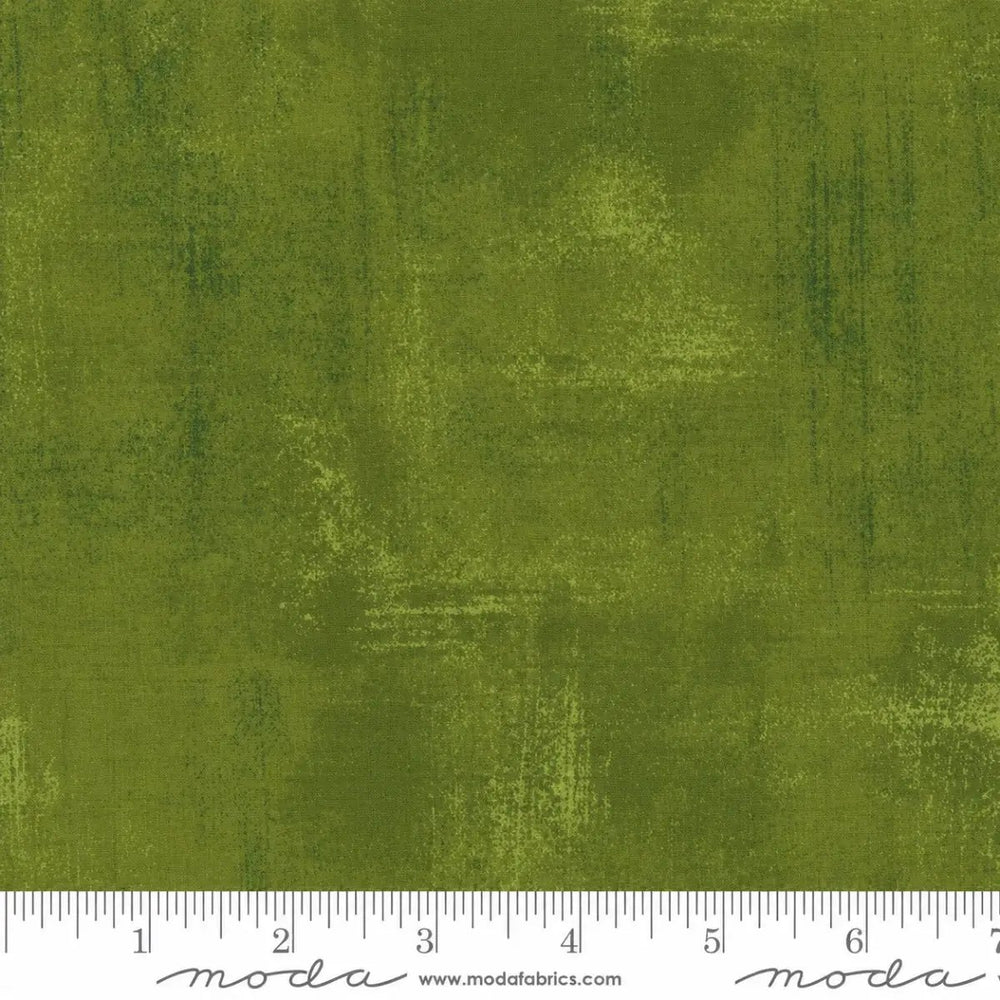Moda Grunge Basics Olivenite 30150 498 olive-green cotton quilting fabric with a distressed tonal texture.