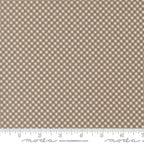 Moda Birch & Willow Quilting Cuddle Gingham Stone 37726 16QC low-pile polyester fabric featuring a small grey and taupe checkered pattern.