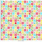 Full repeat of Sippin' on Sunshine Picnic Quilt canvas fabric featuring multicolored gingham squares and cheerful summer illustrations.