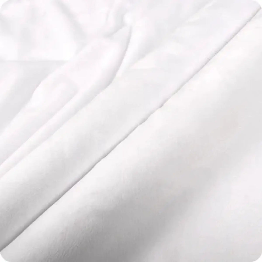 Shannon Fabrics Cuddle 3 Snow C390-SNOW white 90-inch-wide polyester minky plush fabric with a soft, smooth texture.