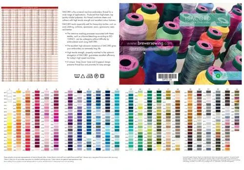 Isacord Printed Thread Chart Small Pocket Size SPTC-25 by Brewer Quilting and Sewing Supplies, color swatches