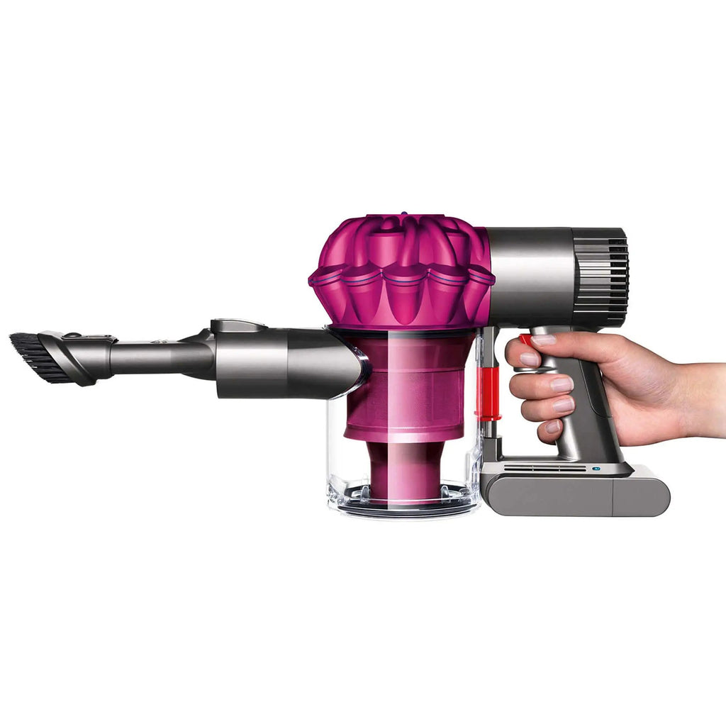 Dyson V6 Motorhead handheld vacuum, pink body with gray attachments