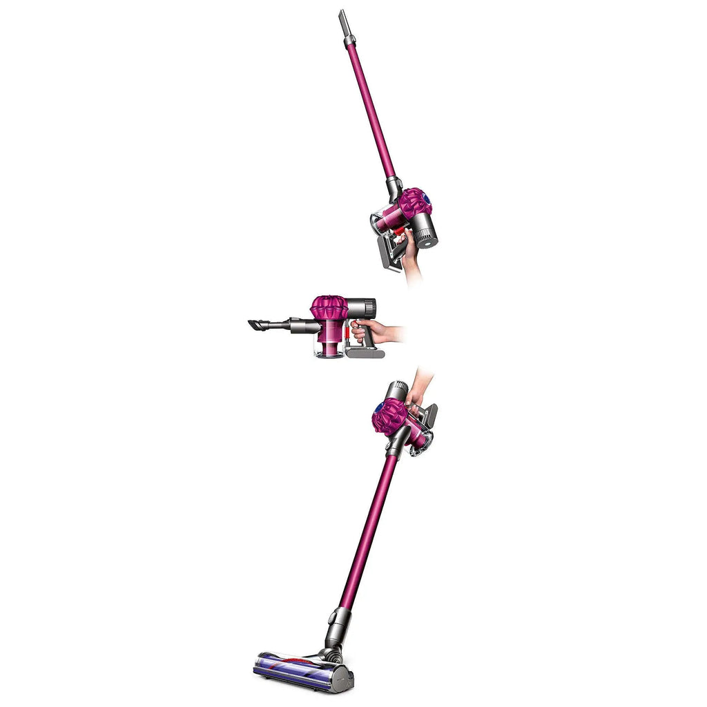 Dyson V6 Motorhead cordless vacuum with pink wand and floor attachment