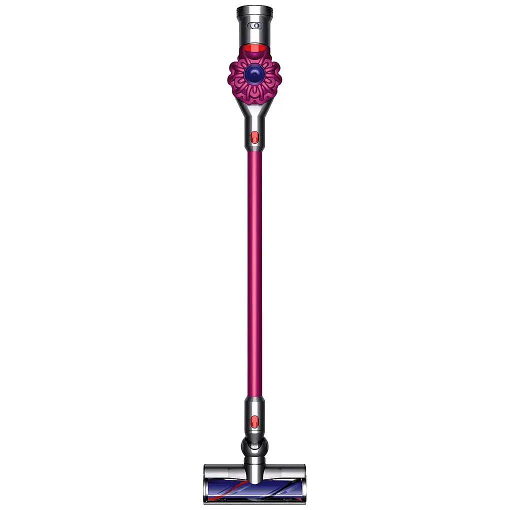 Dyson V7 Motorhead cordless vacuum, magenta wand, motorized cleaning head.