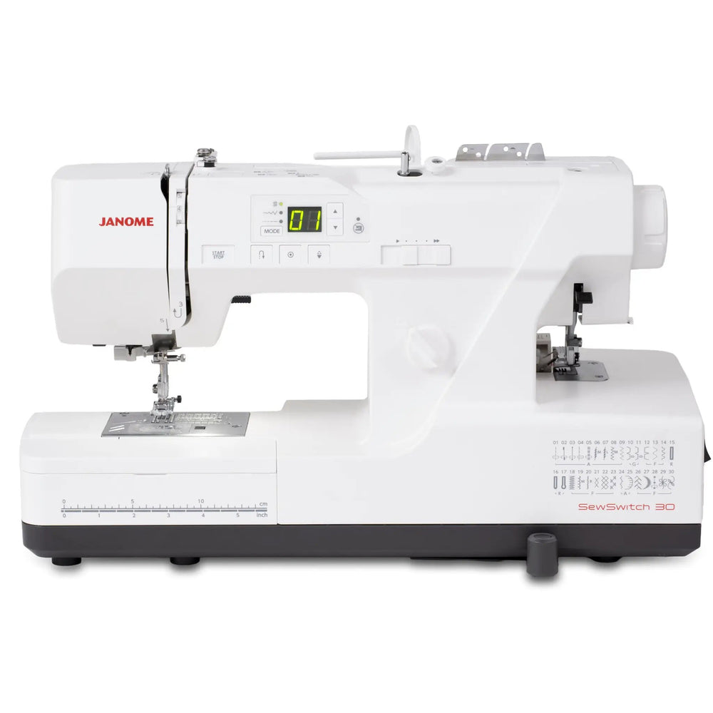 Janome SewSwitch 30 sewing & overlocker combi machine in white with digital display