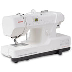 Janome SewSwitch 30 sewing and serger combo machine, white with digital display panel.