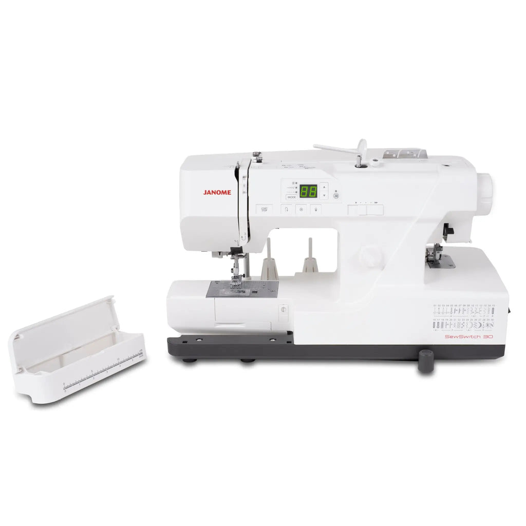 Janome SewSwitch 30 sewing and overlocker comb machine, white.