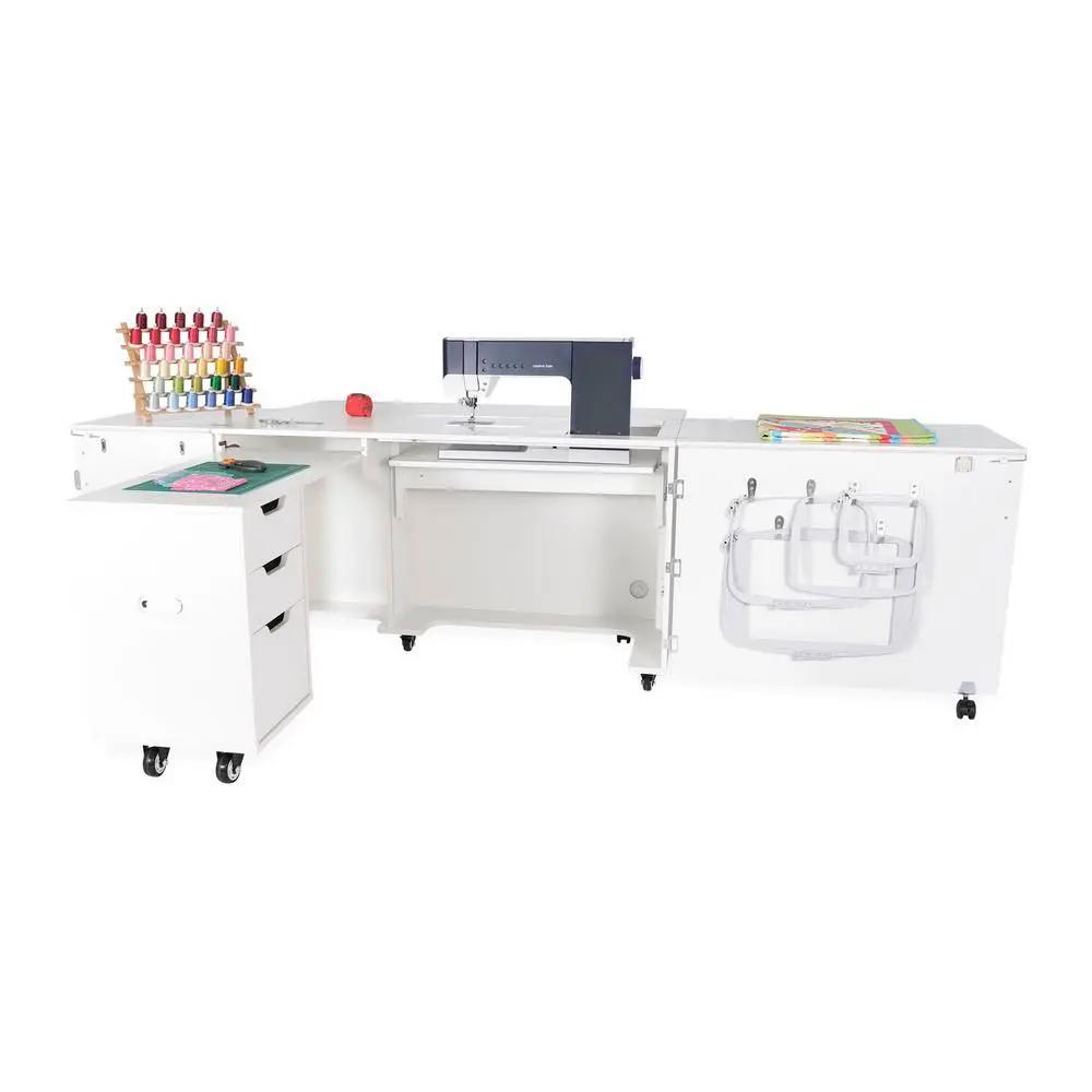 Kangaroo Sewing Furniture Outback XL Hydraulic Lift Sewing Cabinet (Available in Teak, White or Gray) - Sewingmachinesplus.com