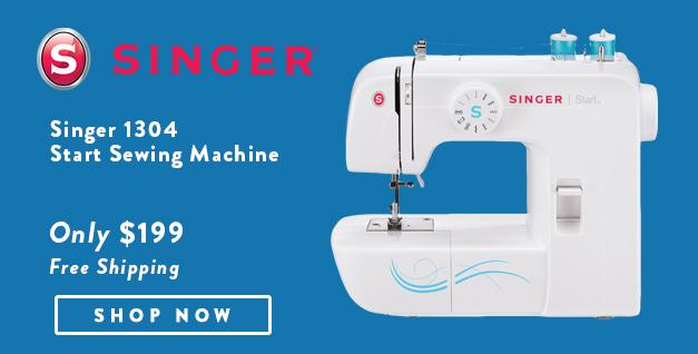 Singer 1304 Start Sewing Machine Banner with offer details
