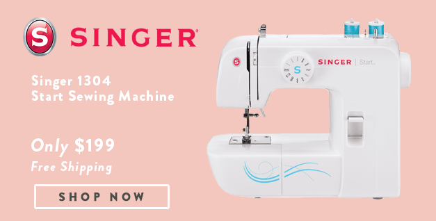 Singer 1304 Start Sewing Machine banner with offer details