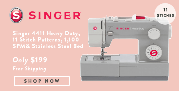 Singer 4411 Heavy Duty, 11 Stitch Patterns banner with offer details