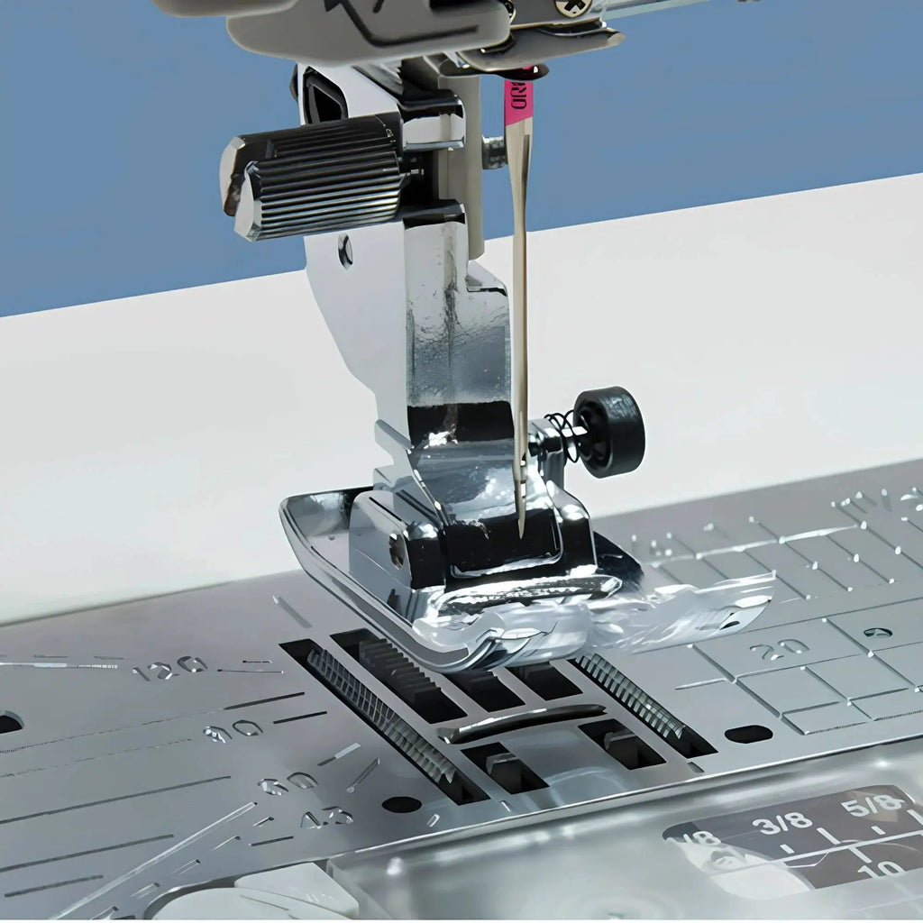 Janome Skyline 8 Sewing & Quilting Machine, chrome finish, computerized sewing machine.