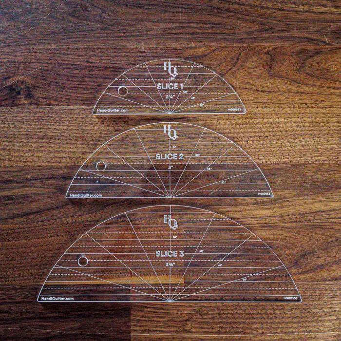 Handi Quilter Slice Set (3) clear acrylic quilting rulers with Slice 1–3 markings