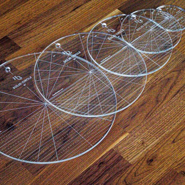 Handi Quilter Solid Circle Set of 5 rulers, clear acrylic quilting rulers