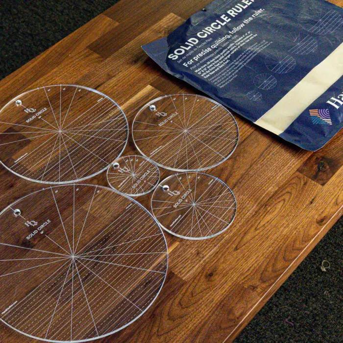 Handi Quilter Solid Circle Set (5) quilting rulers, clear acrylic circles in assorted sizes