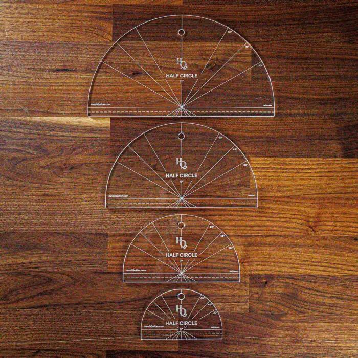 Handi Quilter Solid Half Circle Set (5) quilting rulers, clear acrylic