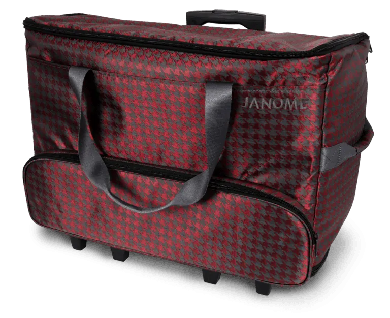 Janome Red Check Sewing Machine Trolley with Telescoping Handle