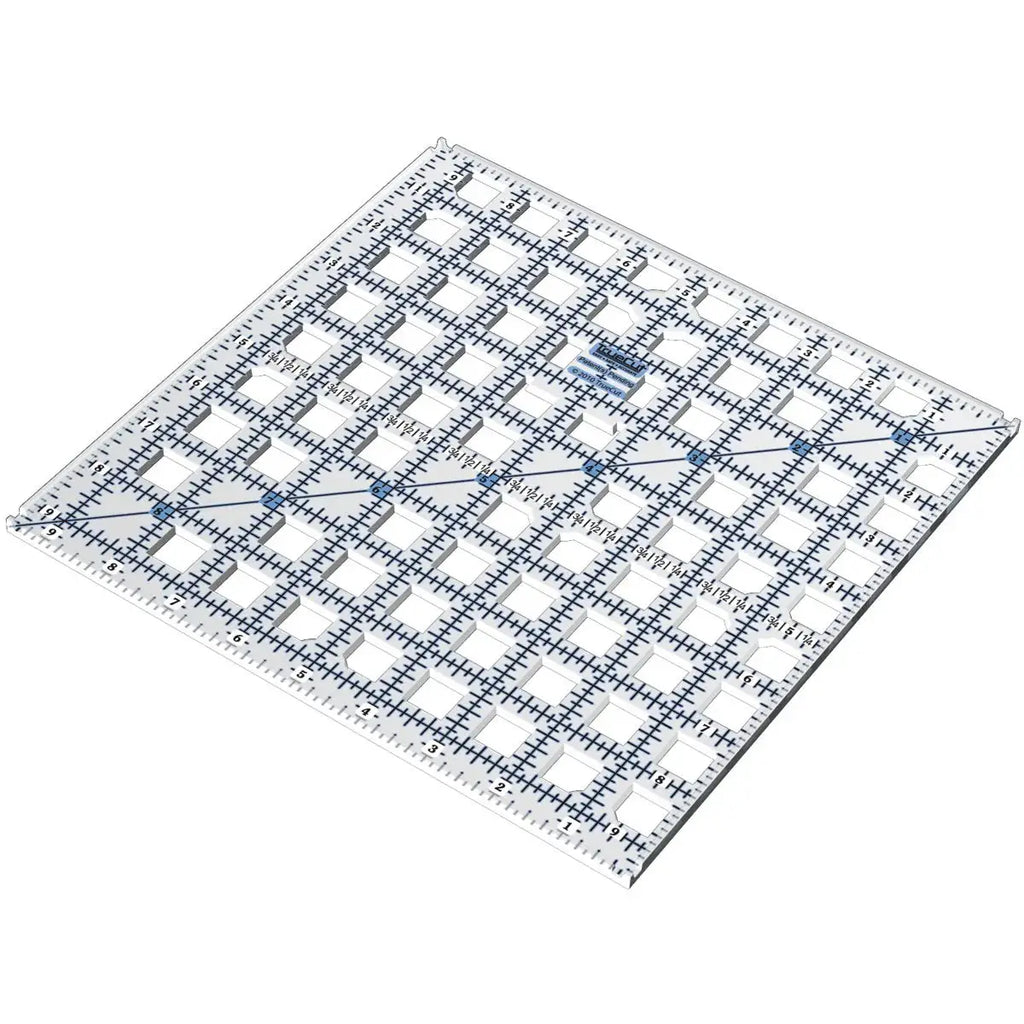 Grace TrueCut Original 9.5" x 9.5" square ruler, clear acrylic quilting ruler with grid marks