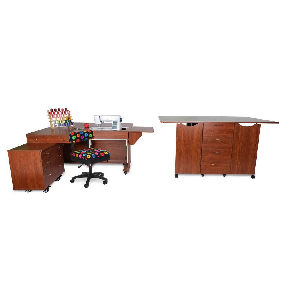 Kangaroo Sewing Furniture Kookaburra, Kangaroo and Joey II Bundle Cabinet Set (Teak) - Sewingmachinesplus.com